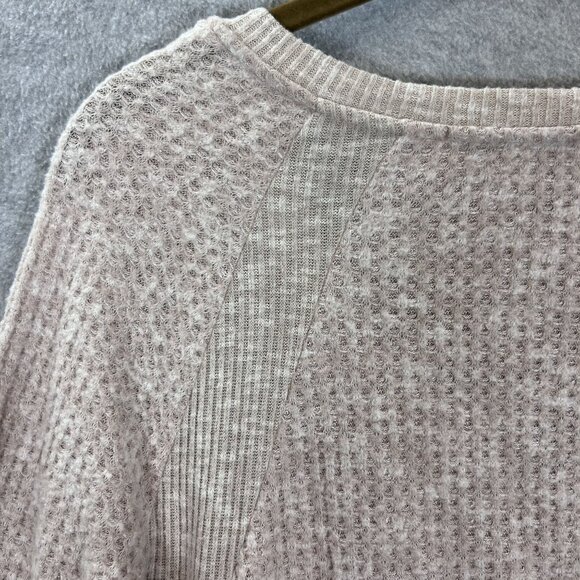 Eri + Ali Anthropologie Womens Small Beige Top Waffle Knit Long Sleeve Thermal - Picture 8 of 12